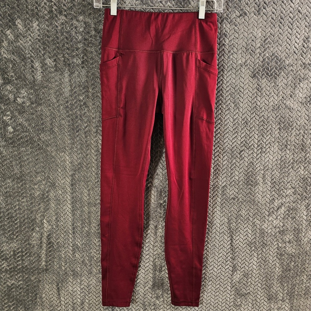 Avia Womens Burgundy Athletic Leggings‎ With Pockets Size XS